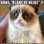 Grumpy Cat regarde "Blanche neige" de Disney