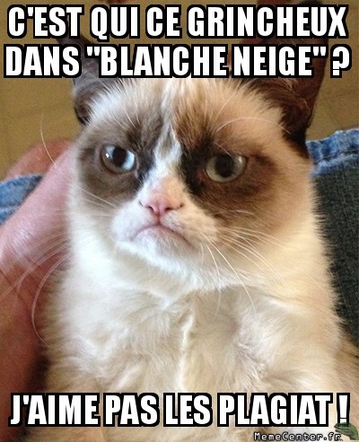 Grumpy Cat regarde "Blanche neige" de Disney.